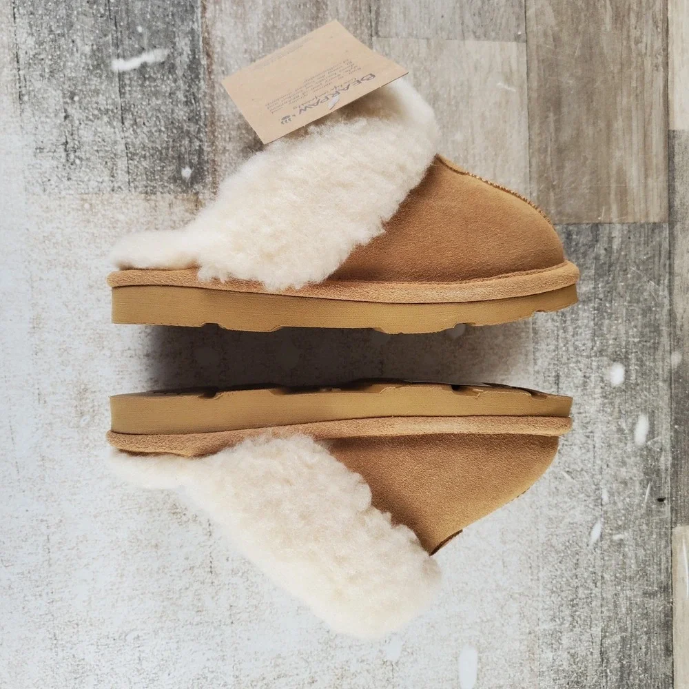 Bearpaw Loki Kids Slippers Sz 13 M Iced Coffee Suede Comfort Slip On Round Toe